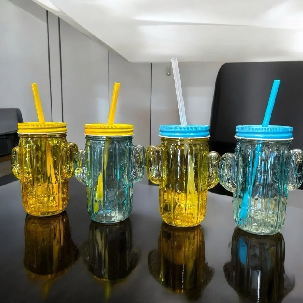 Colorful Cactus Mason Jar‎ Set